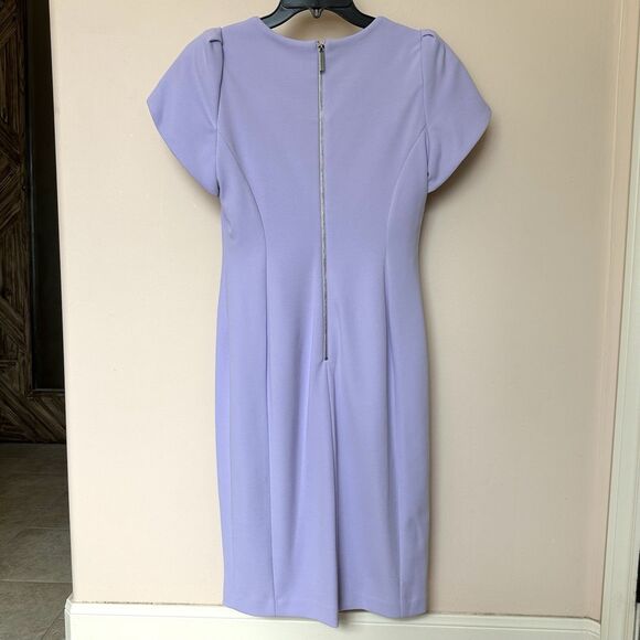 Marc New York Dress 6 Midi Silver accent zipper Lilac Purple Tulip Sleeve - Picture 3 of 8
